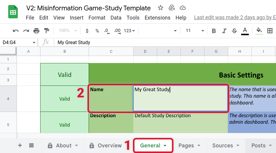 A diagram highlighting where to enter the name of your study.