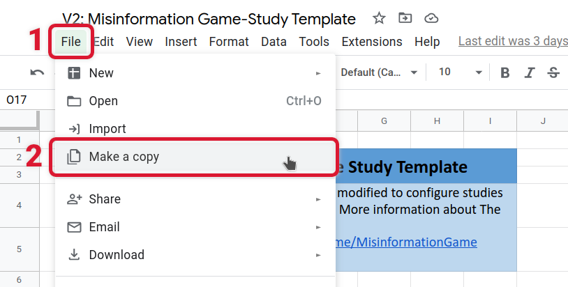 A diagram showing the process to copy the study configuration template.